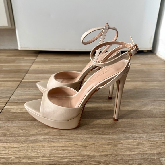 Steve Madden MAIDEN bone leather platform dress heel sandals, women’s size 6 - Picture 3 of 8